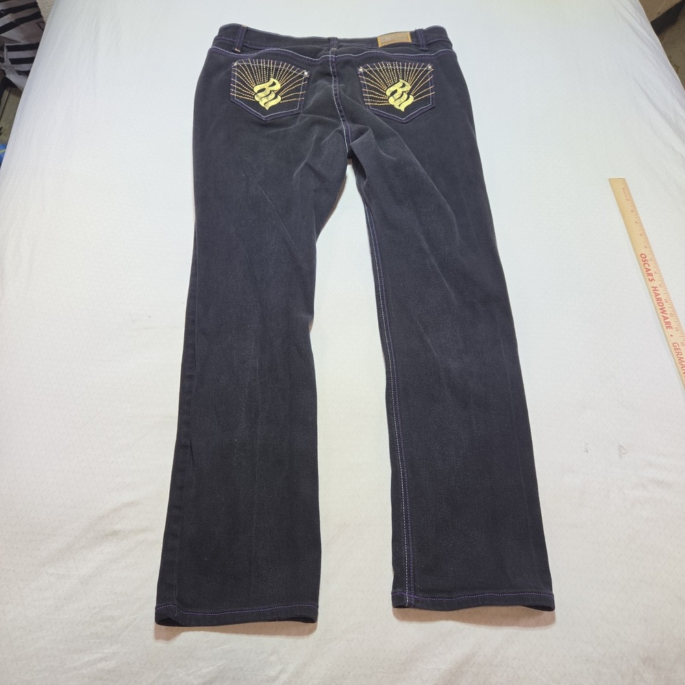 Vintage ROCAWEAR Jeans Dark Blue Size 18 Streetwear Y2K Purple Stitch - Picture 10 of 13